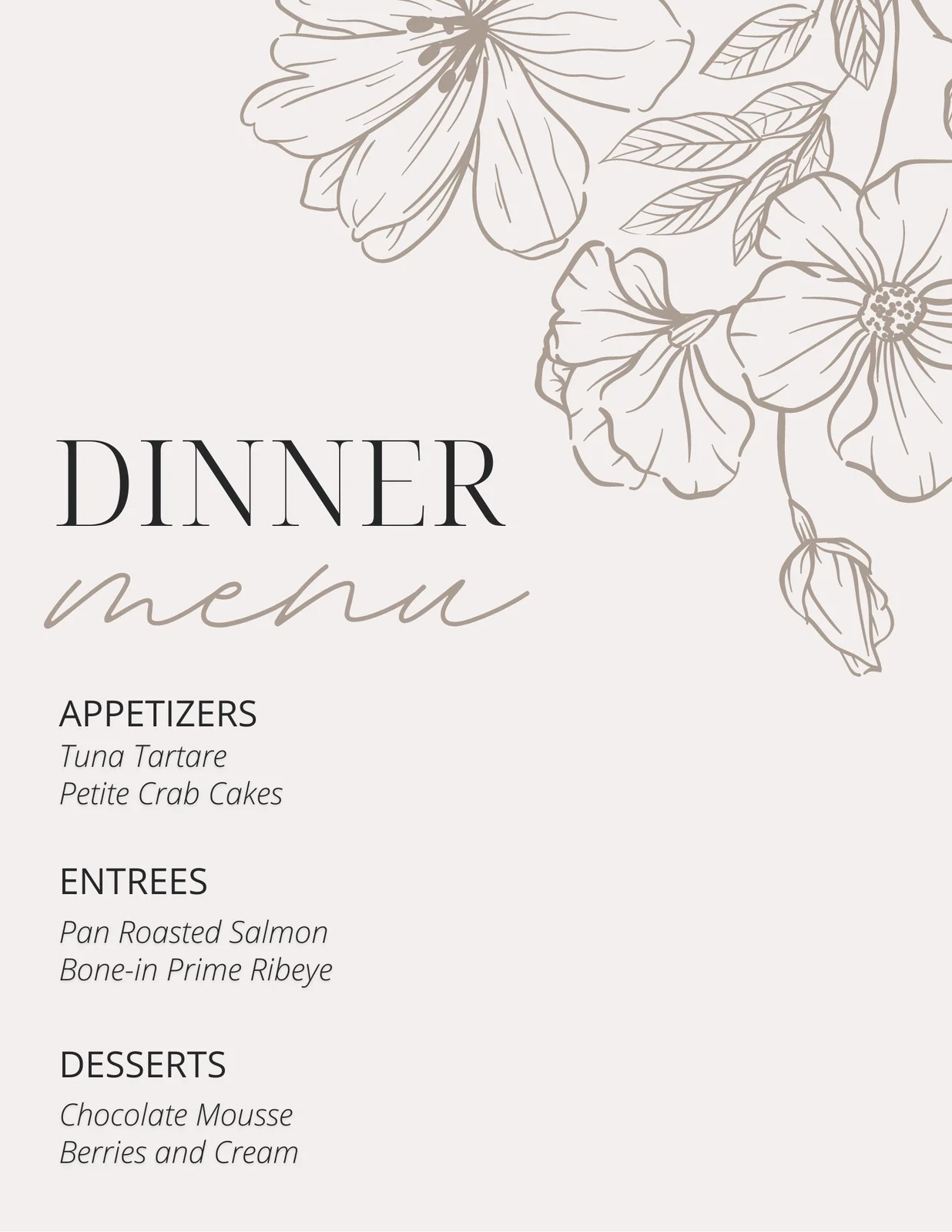 MENU CARDS